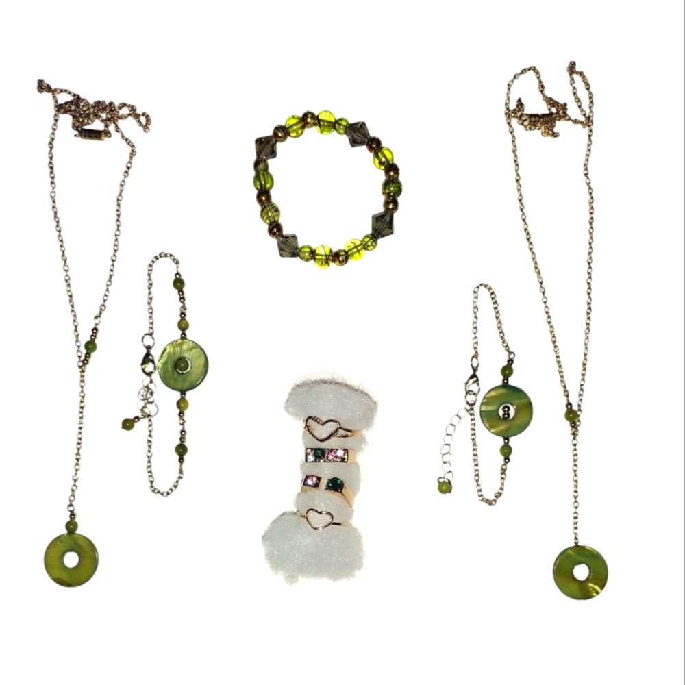 2 Necklaces 3 Bracelets 4 Rings Jewelry Set
